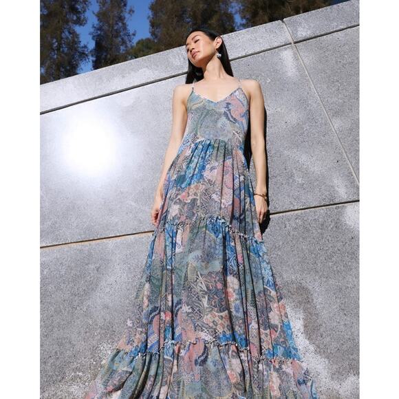 Misa Los Angeles Kali Boho Flowy Resort Maxi Dress NWT XS $455 - Picture 1 of 7